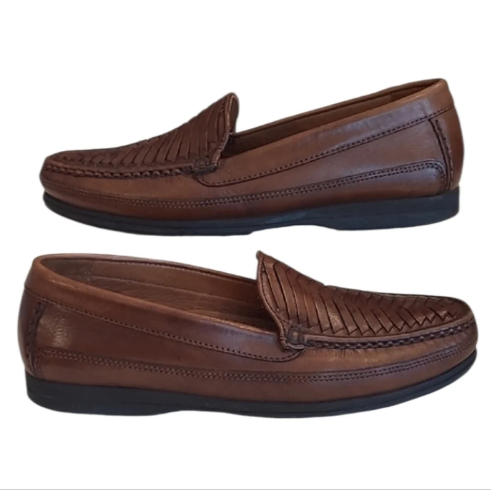 Dockers Basket Woven Leather Slip-On Classic Slide in Embossed Penny Loafer